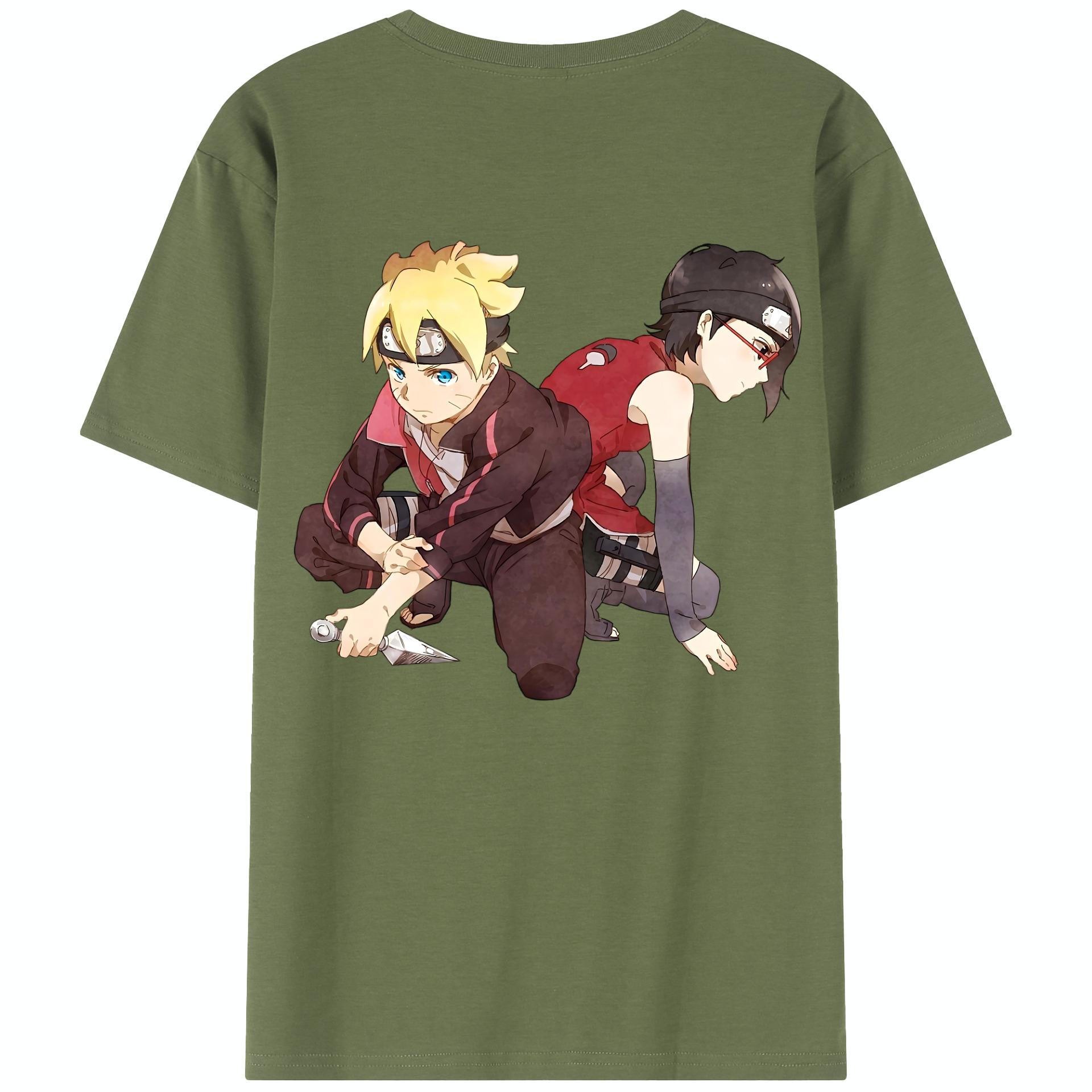 （画像用） NARUTO -ナルト- うちは サラダ Uchiha Sarada 綿100％半袖Tシャツ（背面プリント）